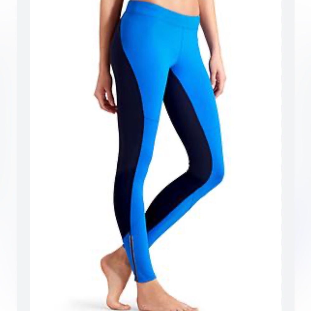Athleta HOMESTRETCH RUN TIGHT Womens XS Blue Zipper Pocket Athletic Full Length